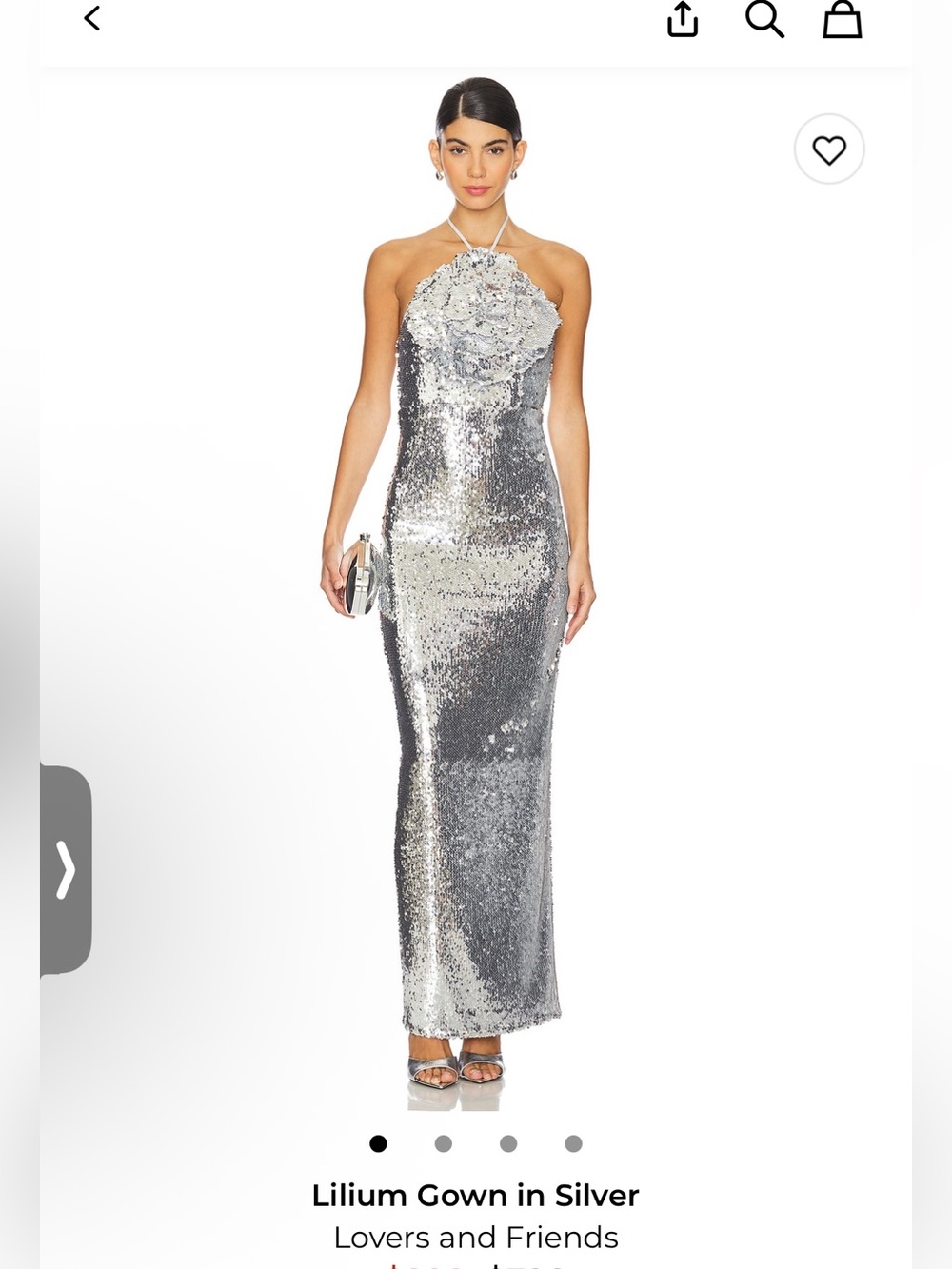 Lovers + Friends Silver Sequin Halter Gown